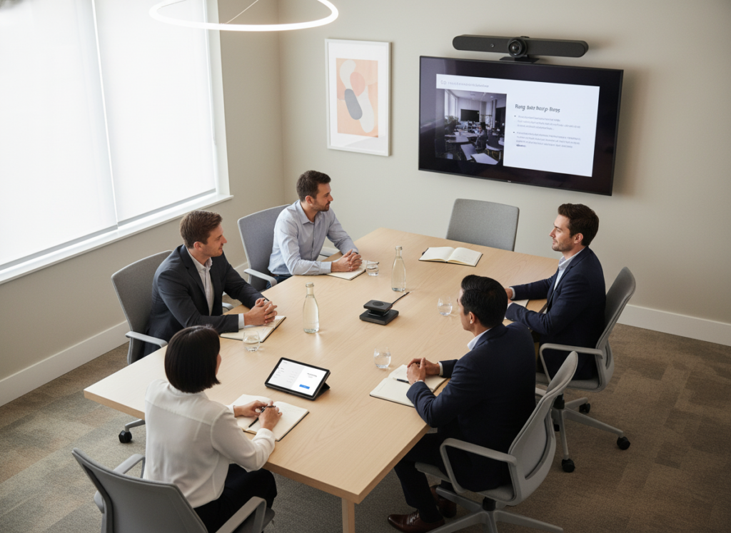 videkonferenčné riešenie, videkonferenčná miestnosť