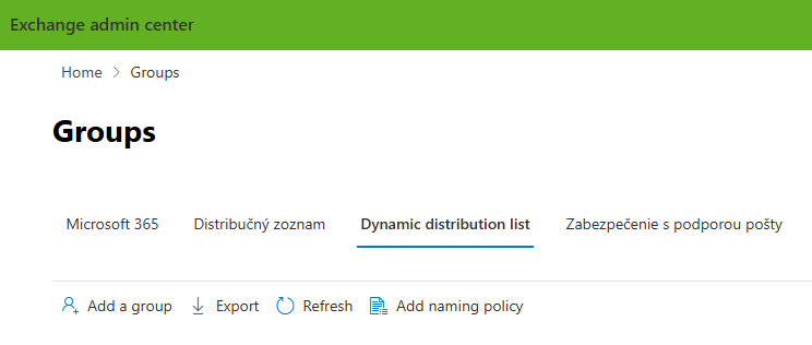 Exchange admin center groups
